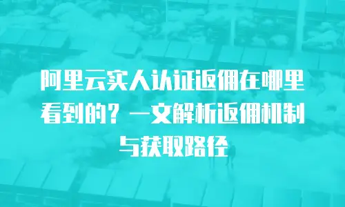 阿里云实人认证返佣在哪里看到的？一文解析返佣机制与获取路径