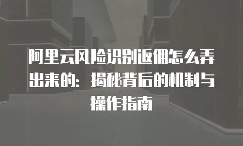 阿里云风险识别返佣怎么弄出来的：揭秘背后的机制与操作指南