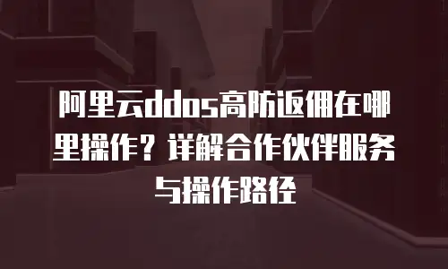 阿里云ddos高防返佣在哪里操作？详解合作伙伴服务与操作路径