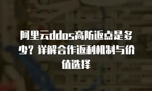 阿里云ddos高防返点是多少？详解合作返利机制与价值选择