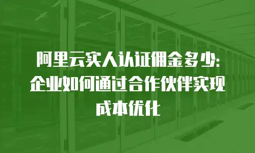 阿里云实人认证佣金多少：企业如何通过合作伙伴实现成本优化