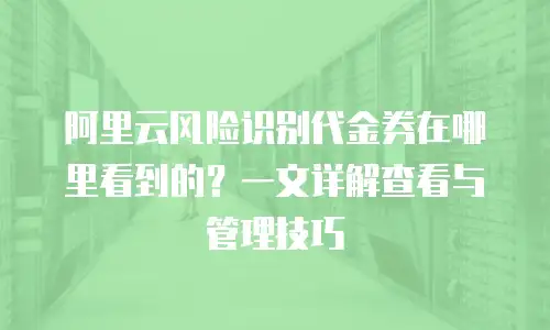 阿里云风险识别代金券在哪里看到的？一文详解查看与管理技巧