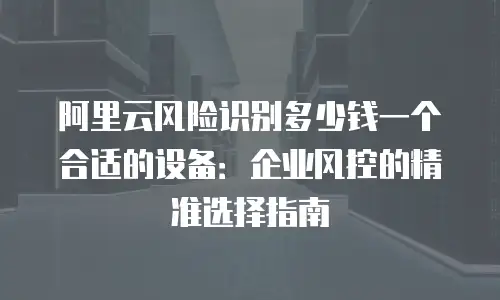 阿里云风险识别多少钱一个合适的设备：企业风控的精准选择指南