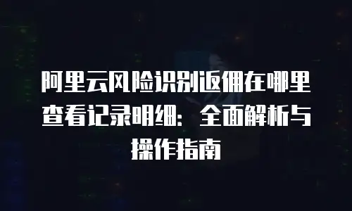 阿里云风险识别返佣在哪里查看记录明细：全面解析与操作指南
