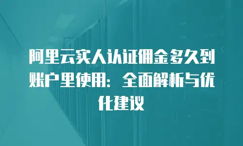 阿里云实人认证佣金多久到账户里使用：全面解析与优化建议