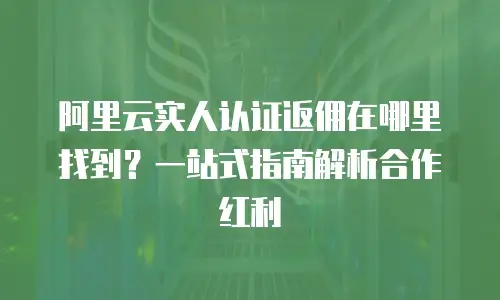 阿里云实人认证返佣在哪里找到？一站式指南解析合作红利