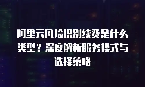 阿里云风险识别续费是什么类型？深度解析服务模式与选择策略