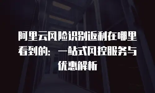 阿里云风险识别返利在哪里看到的：一站式风控服务与优惠解析