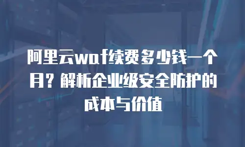 阿里云waf续费多少钱一个月？解析企业级安全防护的成本与价值