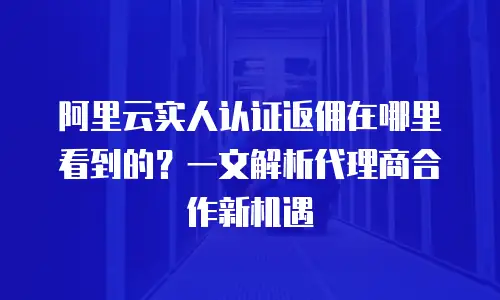 阿里云实人认证返佣在哪里看到的？一文解析代理商合作新机遇