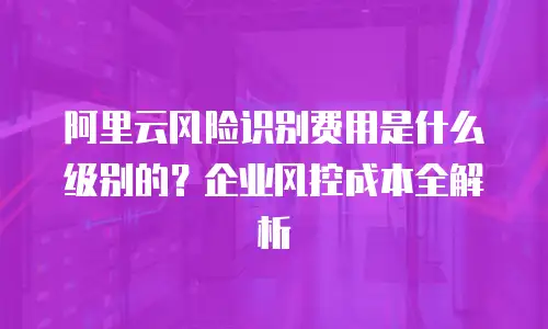 阿里云风险识别费用是什么级别的？企业风控成本全解析