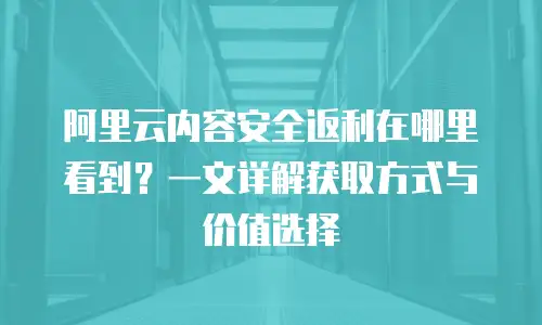 阿里云内容安全返利在哪里看到？一文详解获取方式与价值选择