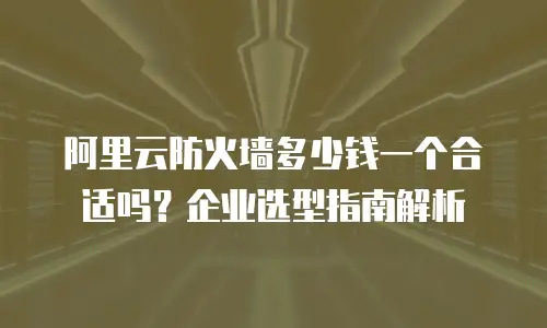 阿里云防火墙多少钱一个合适吗？企业选型指南解析