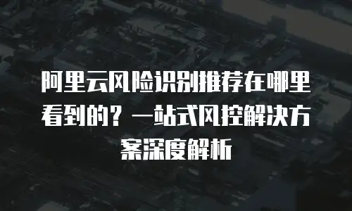阿里云风险识别推荐在哪里看到的？一站式风控解决方案深度解析