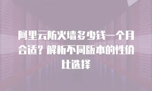 阿里云防火墙多少钱一个月合适？解析不同版本的性价比选择