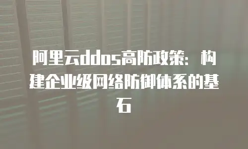 阿里云ddos高防政策：构建企业级网络防御体系的基石