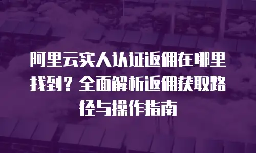 阿里云实人认证返佣在哪里找到？全面解析返佣获取路径与操作指南