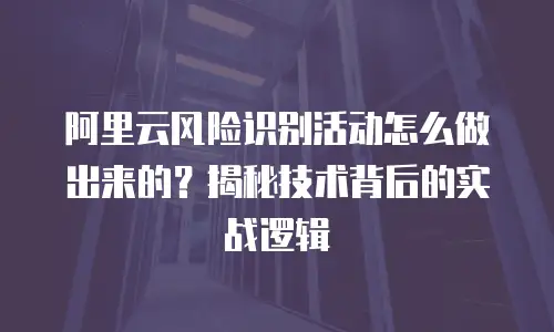 阿里云风险识别活动怎么做出来的？揭秘技术背后的实战逻辑