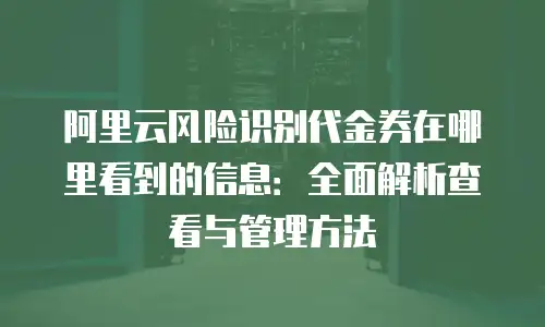 阿里云风险识别代金券在哪里看到的信息：全面解析查看与管理方法