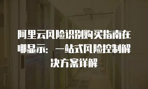 阿里云风险识别购买指南在哪显示：一站式风险控制解决方案详解
