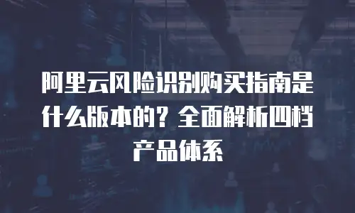阿里云风险识别购买指南是什么版本的？全面解析四档产品体系