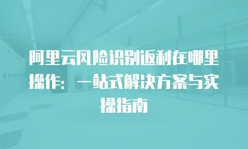 阿里云风险识别返利在哪里操作：一站式解决方案与实操指南