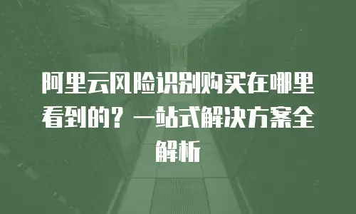 阿里云风险识别购买在哪里看到的？一站式解决方案全解析