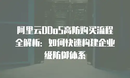 阿里云DDoS高防购买流程全解析：如何快速构建企业级防御体系