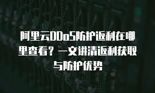 阿里云DDoS防护返利在哪里查看？一文讲清返利获取与防护优势