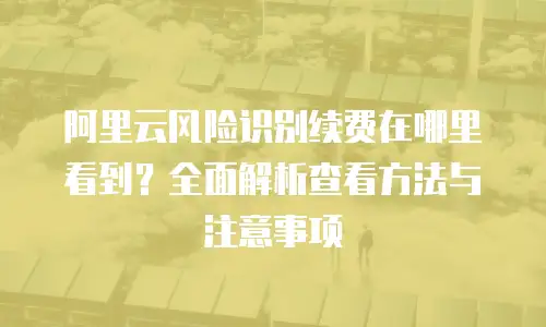 阿里云风险识别续费在哪里看到？全面解析查看方法与注意事项