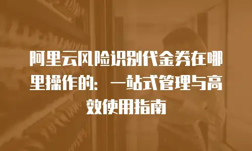 阿里云风险识别代金券在哪里操作的：一站式管理与高效使用指南