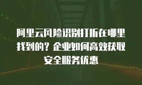 阿里云风险识别打折在哪里找到的？企业如何高效获取安全服务优惠