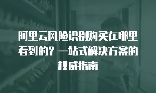 阿里云风险识别购买在哪里看到的？一站式解决方案的权威指南