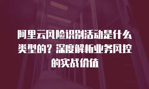 阿里云风险识别活动是什么类型的？深度解析业务风控的实战价值