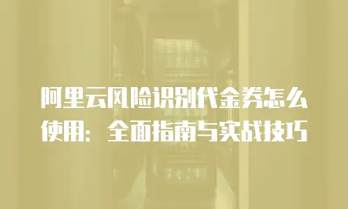 阿里云风险识别代金券怎么使用：全面指南与实战技巧