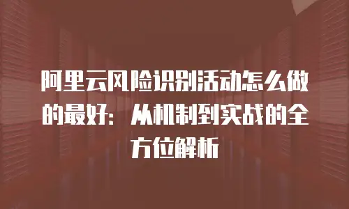 阿里云风险识别活动怎么做的最好：从机制到实战的全方位解析