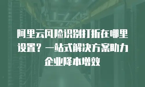 阿里云风险识别打折在哪里设置？一站式解决方案助力企业降本增效