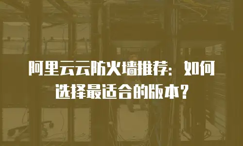 阿里云云防火墙推荐：如何选择最适合的版本？