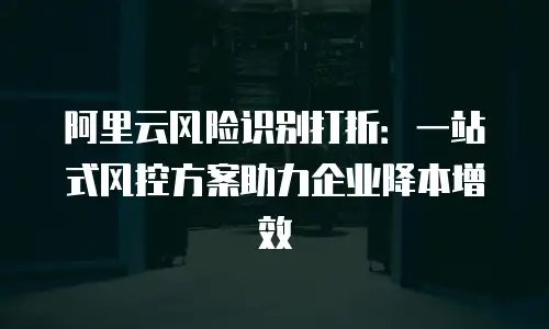 阿里云风险识别打折：一站式风控方案助力企业降本增效