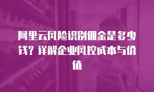 阿里云风险识别佣金是多少钱？详解企业风控成本与价值