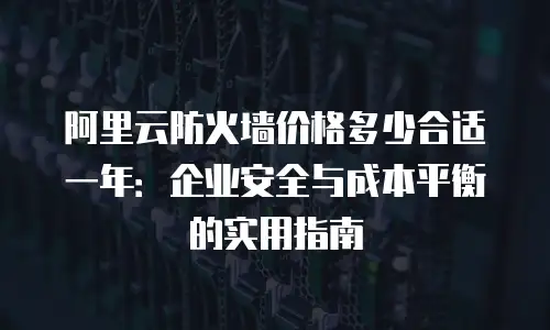 阿里云防火墙价格多少合适一年：企业安全与成本平衡的实用指南