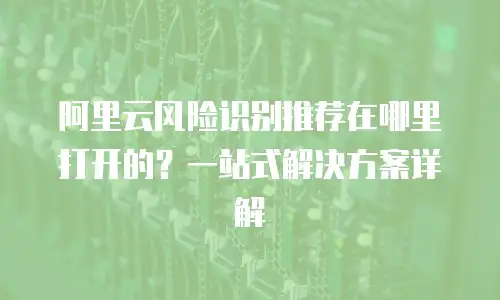 阿里云风险识别推荐在哪里打开的？一站式解决方案详解