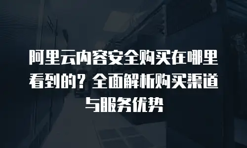 阿里云内容安全购买在哪里看到的？全面解析购买渠道与服务优势