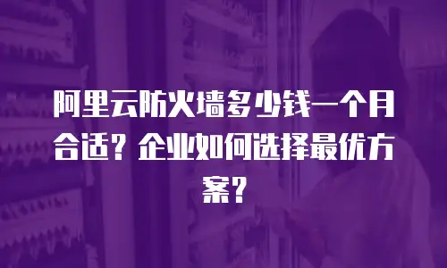 阿里云防火墙多少钱一个月合适？企业如何选择最优方案？
