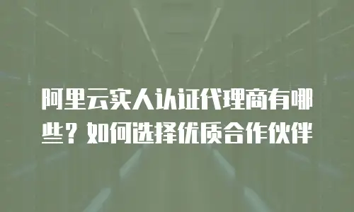阿里云实人认证代理商有哪些？如何选择优质合作伙伴