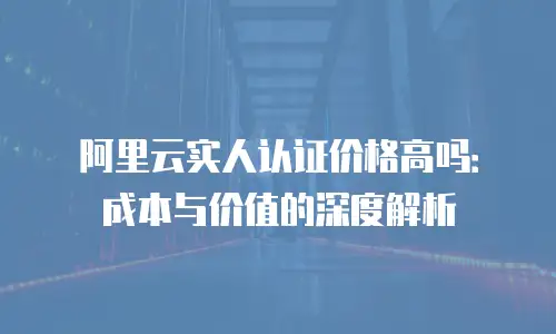 阿里云实人认证价格高吗：成本与价值的深度解析