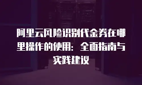阿里云风险识别代金券在哪里操作的使用：全面指南与实践建议