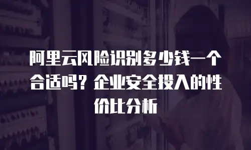 阿里云风险识别多少钱一个合适吗？企业安全投入的性价比分析