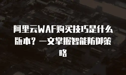 阿里云WAF购买技巧是什么版本？一文掌握智能防御策略