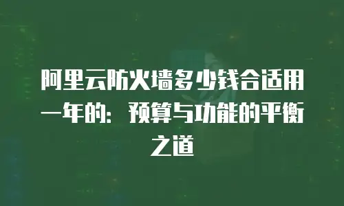 阿里云防火墙多少钱合适用一年的：预算与功能的平衡之道